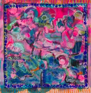 Techniques mixtes sur toile de lin 210X210cm Paris 2024