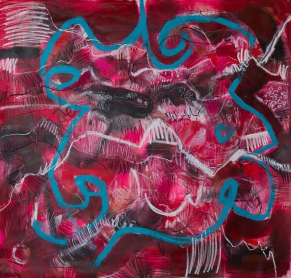 Bleu confiné Techniques mixtes sur toile 180/180 cm Paris 2025