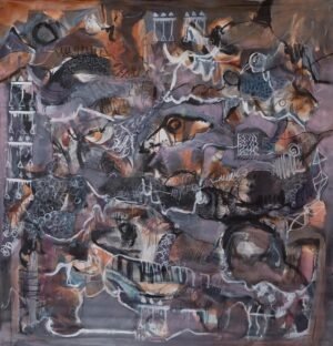 Lettre à Aziza M, Techniques mixtes sur toile de lin 210/210cm Paris, 2024